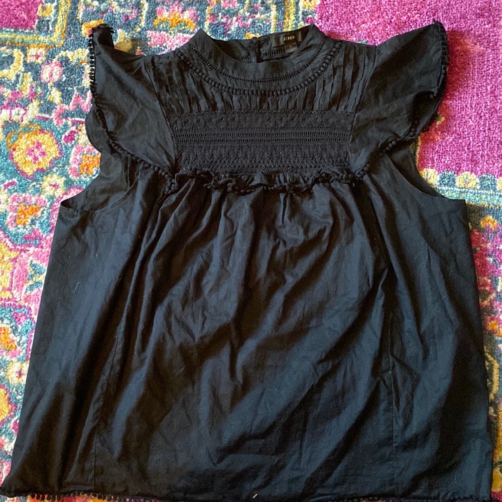 Black flutter sleeve J. Crew blouse Large